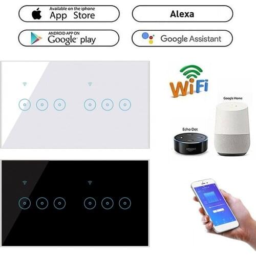 EWeLink Smart WiFi Wireless Smart Switch 4/5/6 Gang Switch Wall Socket Touch Panel Control Compatible with Alexa Google Home