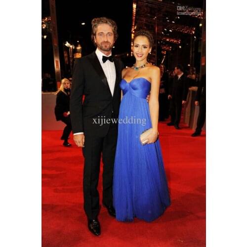 2019 new vestidos Custom Made Elegant Strapless Royal Blue Empire the Oscar Gown by Jessica Alba Celebrity bridesmaid Dresses