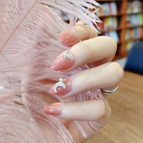 24pcs Fake Nails With Glue Pink Wear Short Paragraph Fashion Manicure Patch False Nails Wearable Jelly Press On Nails Designs DL