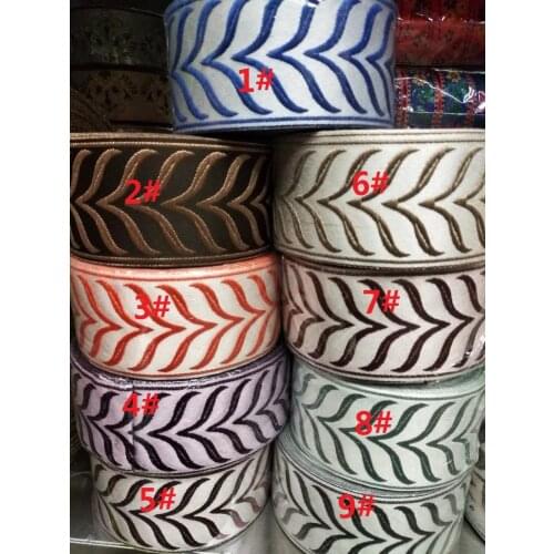 5yards/lot wide 6cm Woven Jacquard Ribbon leaves design clothing accessory LS-418