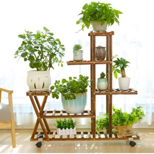 5 Tiers Wooden Flower Rack Plant Stand Multi Flower Stand Shelves Bonsai Display Shelf Yard Garden Patio Balcony Flower Stands
