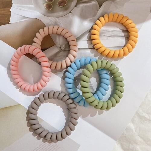 6pcs/set New Phone Cord Hair Ties Matte Plain Color Telephone Wire Elastic Hairband Girls Ponytail Holder Women Hair Accessories