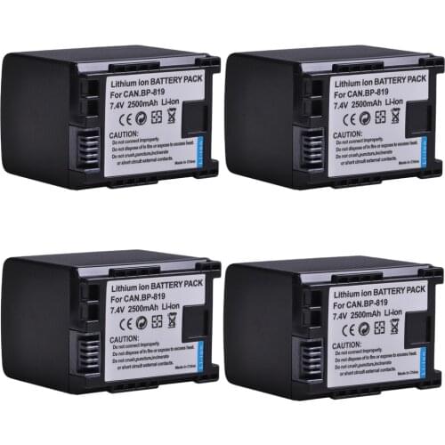 4Pc 2500mAh BP-819 BP819 Battery for Canon VIXIA HF10, HF11, HF20, HF21, HF100, HF200, HF G10, HF M30, HF M31, HF M32, HF M40