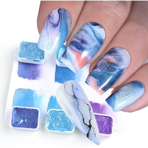 Watercolor Paint Nail Art Pigment Glitter Solid Pearl Powder Magic Blooming Gradient Nail Gel Polish Manicure Accessories TR1915