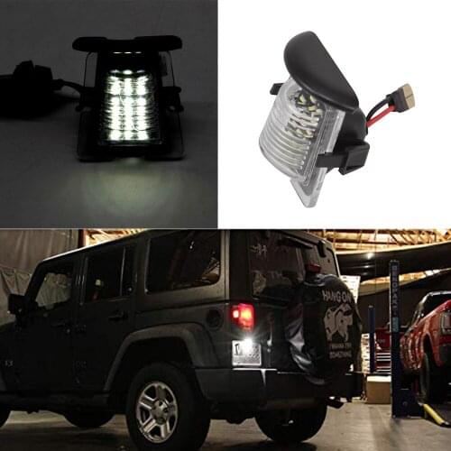 Car LED License Plate Light Rear Plate Holder Frame Bracket License Tag Lights Replacement for Jeep Wrangler JK 2007-2018