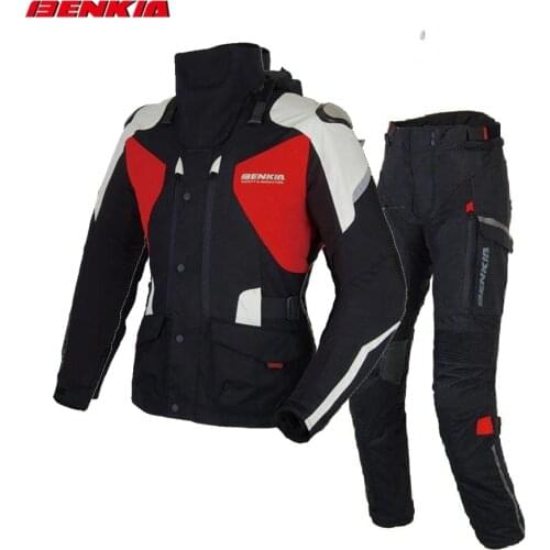 Free shipping 1set Womens Winter Waterproof Warm Neck Protective Jacket Reflective light Motocross Motorcycle Jacket and Pants