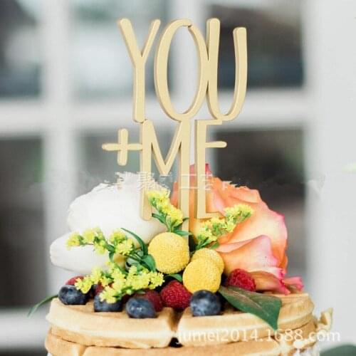 Free shipping acrylic cake topper,letter "YOU + ME" cupcake Topper for Wedding & Engagement & Anniversary cake Decor