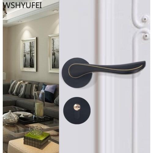Black space aluminum door handle Interior / Bedroom door lock Split Silent door lock ,Door hardware Home Decoration