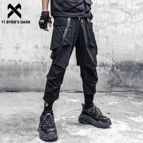11 BYBBS DARK Functional Loose Trousers Streetwear Techwear Ribbons Multi Pockets Baggy Pants Hip Hop Patchwork Cargo Pants