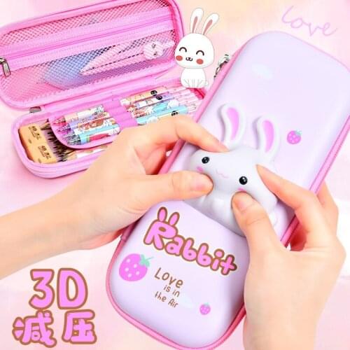 3D decompression kawaii pencil case Korean version kindergarten cartoon cute pet school supplies dinosaur pencil case stationary