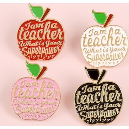 Teachers Day Gift Brooch Apples Shirt Collar Alloy Enamel Pin Broches for Men Women Badge Pines Brooches Jewelry Accessories