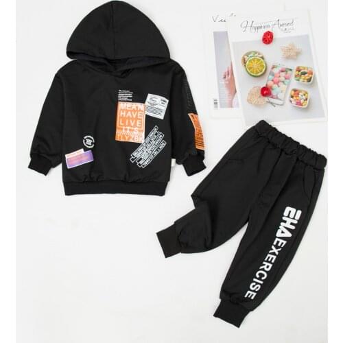 2021 Baby Boys Girls Cotton Hooded Clothing Set Kids Jacket Coat Pants Sport Suits Toddler Children Clothes Set 2Pcs Tracksuits