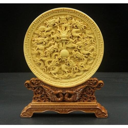 Chinese Dragon figure wood craft Decoration decoration home statue sculpture en wall miniatura gifts