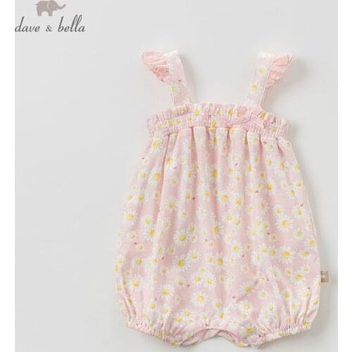 DBH10800 Dave bella newborn baby girls cotton jumpsuits infant toddler clothes children summer romper 1 piece
