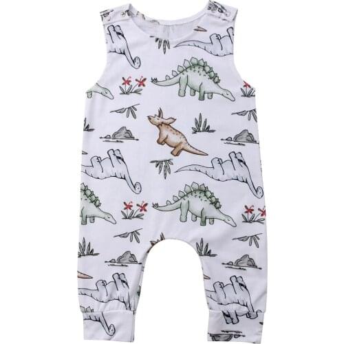 New Baby Boy Gril Jongen Meisje Dinosaurus Romper Jumpsuit Speelpakje Kleding Outfits Mouwloze Zomer Sunsuit