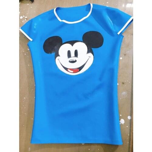 Nice Girl Short Sleeved Latex Shirt Rubber Tee NO zipper Shirts