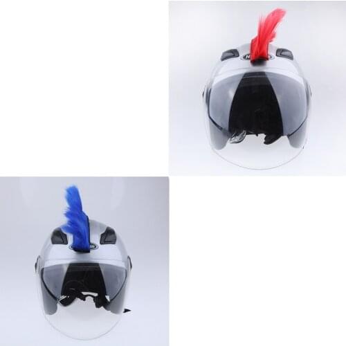 Ski Snowboard Helmet Hawks Mohawk Hair with Loop Fastener Adhesive for Motorcycle, Red and Blue