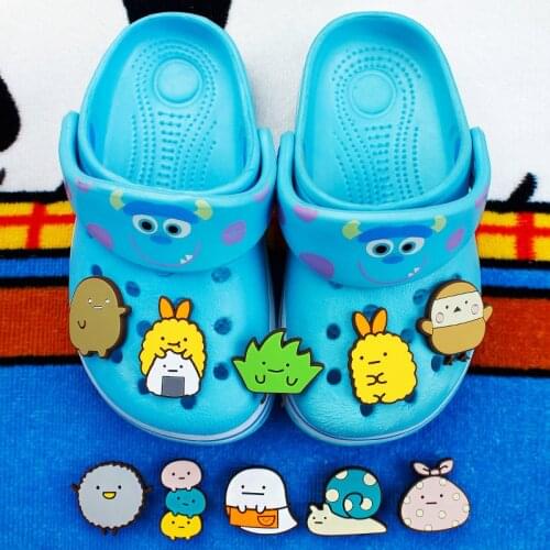 Novelty 10 Pcs/Lot PVC Cartoon Shoe Decorations Sumikkogurashi Charms Accessories Shoe Buckles Fit Bands Bracelets Croc JIBZ D14