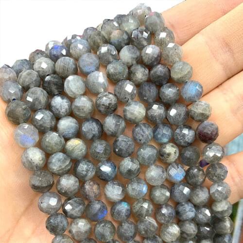 Wholesale Faceted Gray Labradorite 100% Natural Loose Round Stone Beads For Jewelry Making DIY Bracelet Necklace 6/8/10MM 15