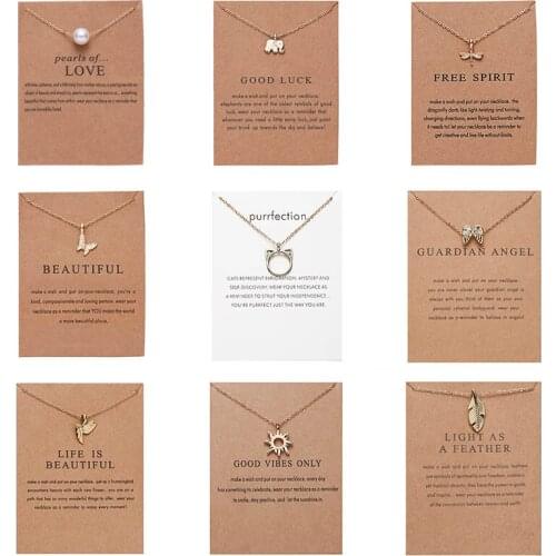 New Trendy Alloy Cute Elegant Sun Love Star Leaves Butterfly Luck Pearl Pendant Necklaces for Women Fashion Accessories Jewelry