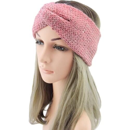 Headband Knitting Warm Dual-layer Sequins Hairband for Daily Use Decor Winter Warm Ear protection Ear Care