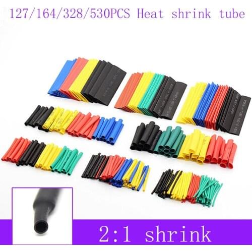 127/164/328/530Pcs Heat shrink tubing tube Heat-shrinkable sheath termoretractil Kit Electrical Wire Cable Waterproof Shrink 2:1