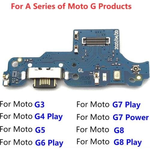 USB Charging Dock Port Connector Flex Cable For Moto G3 G5 G4 G6 G7 G8 G9 Play G8 Plus G7 G8 Power Lite With Microphone Parts