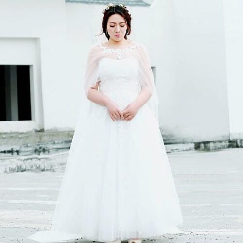 O-Neck Evening Dress Embroidery White Fashion Lace Up Empire Half Sleeves A-Line Floor-Length Plus Size Women Formal Gowns D1046