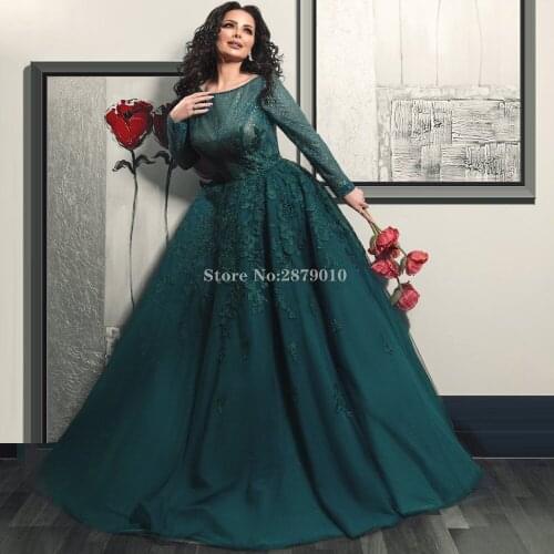 Luxury Long Sleeves Evening Dress Applique Sequins Prom Dress Formal Dress Full-Length Robe De Soiree Aibye Vestido de festa