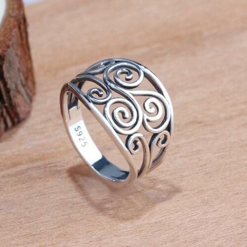 MENGYI Vintage Bohemian Hollow Pattern Punk Ring Charm Women Ring Birthday Gift Party Jewelry Gift Wholesale