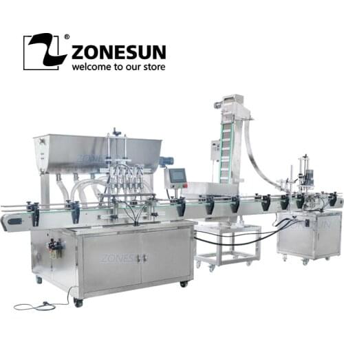 ZONESUN ZS-FAL180A3 Hand Sanitizer Cosmetic Oil Juice Automatic Small Bottle Jar Filling Capping Machine Auto Production Line