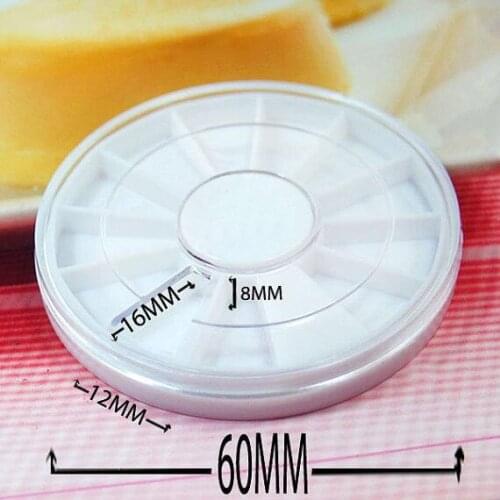 100pcs Empty Nail Rhinestone Wheel Containers Round wheel Plate W 12 grids Plastic Storage Box--60x10mm