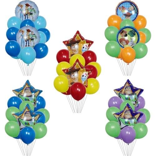 12pcs 18inch Cartoon Toy Woody Captain Buzz Lightyear Foil Balloons Set Story Helium Globos Birthday Party Decoration Kids Toys
