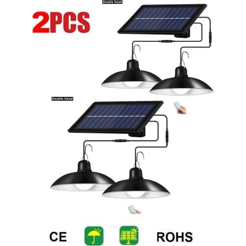 2pcs Retro Lampshade Solar Pendant Chandelier solar light Wall lamp Wireless Outdoor Waterproof Street Path Garden Security ligh