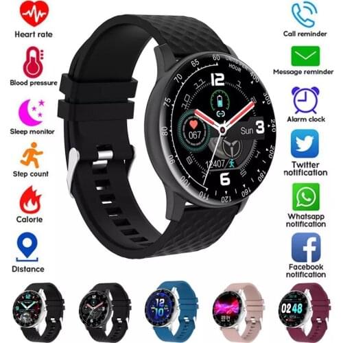 2021 Smart Watch For Women Men Full Touch Smart Fitness Tracker Heart Rate Blood Pressure Multifunctional Waterproof Sport Watch