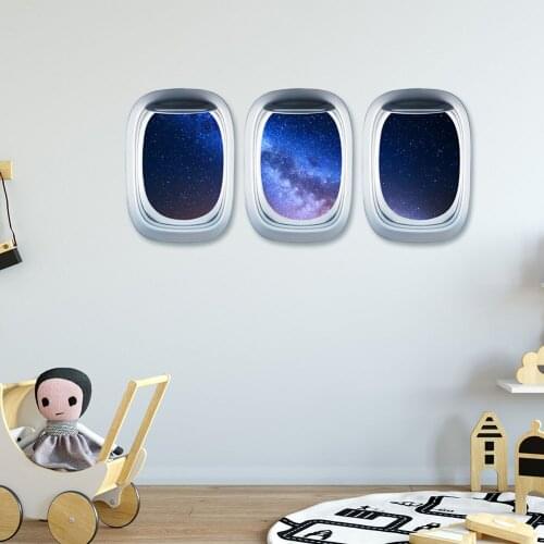 3D Starry Night Fake Landscape Removable Window Wall Sticker for Kids Room Mountain Clouds Wall Stickers Home Decor Bedroom