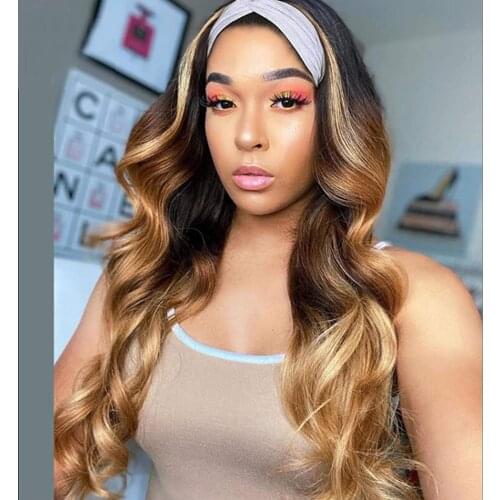 BLG Body Wave Human Hair Wigs Remy Hair Ombre Headband Wigs For Black Women 150% Density Brazilian Hair Wigs
