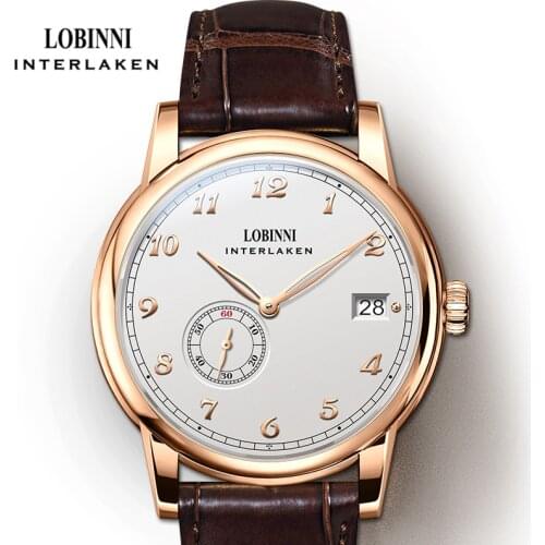 LOBINNI Luxury Ultra-Thin Men Automatic Menchical Watches Sapphire Glass Waterproof 50m Mens Wristwatch With Date