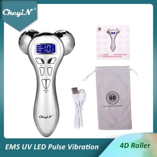 Micro Current Face Massager 3D V Shape Face Ball Roller Facial Lifting Firming Tighten Wrinkle Remover Anti Cellulite Massage 48