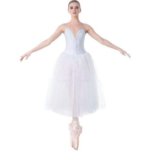 Child & Adult Long White Ballet Dance Romantic Tutu with 5 Layers of Tulle Tutu Dress Stage Performance Costume 18012