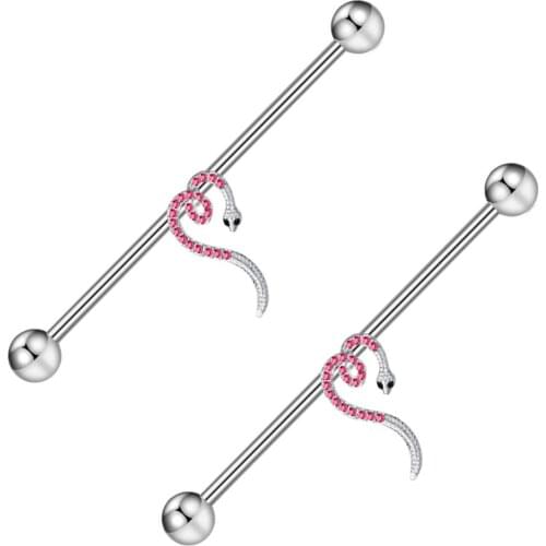 TIANCIFBYJS Wholesales Long Barbell Industrial PIercing Snake Earrings Cartilage Conch Ear Jewelry Body Jewelry Drop Shippings