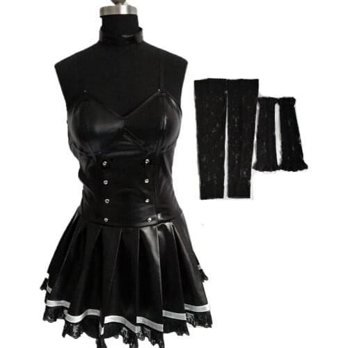Death Note Misa Amane Imitation Leather Sexy Tube Tops Lace Dress Uniform Outfit Anime party dress outfit custom