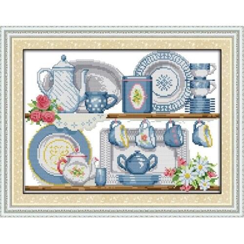 Porcelain cross stitch kit aida 14ct 11ct count printed canvas stitches embroidery DIY handmade needlework