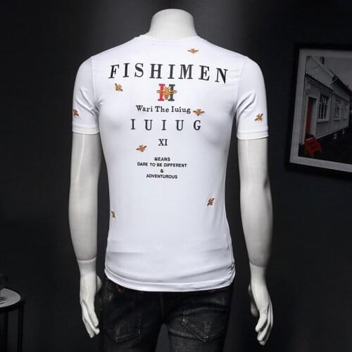 T-Shirt Top Quality Mens Brand Designer US/EU POP 2020 Summer New Embroidery Man Tee Shirt Homme Short Sleeve Male TShirts E154