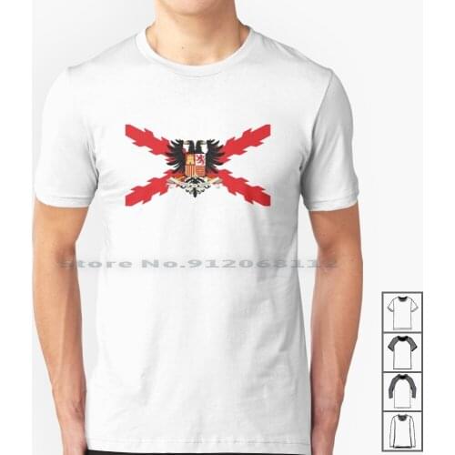 Spain Imperial Shield T Shirt 100% Cotton Spain Shield Empire Imperial Bicephaly Two Headed Eagle Spanish Thirds Flag San Juan