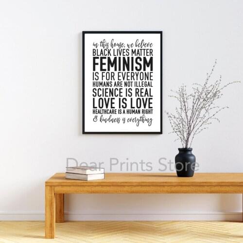 Feminist Art Prints Black Lives Matter Love Quote Poster LGBTQ Human Rights Pride Wall Picture Canvas Painting Home Room Decor