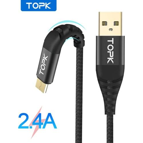 TOPK 1M 2M C142 Micro USB Cable Nylon Braid Data Cable For Samsung Galaxy S7 edge S6 Xiaomi Redmi Note 5 Mobile Phone Cables
