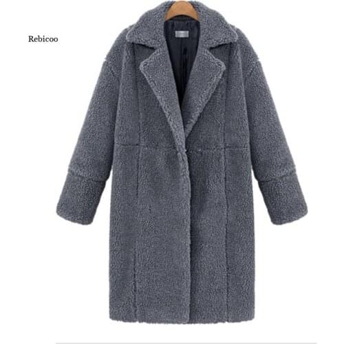 Woman Teddy Fleeve Fashion Long Coats Warm Buttons Zipper Causal Long Sleeve Female Coats Zip-Up Overcoats Ladies Coats