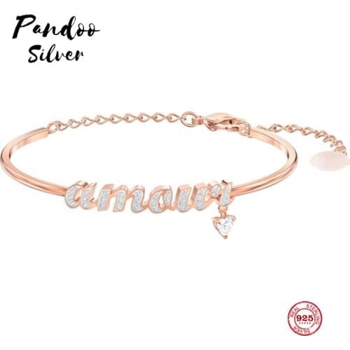 Fashion Charm Pure 925 Silver Original 1:1 Copy, Love Letter Romantic Confession Fashion Bracelet Female Luxury Jewelry Gifts