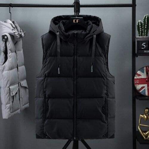 Winter Mens Sleeveless Jacket Big Sizes 7XL Black Vest Autumn Casual Warm Thick Coats Male Cotton-Padded Men Waistcoat Vest